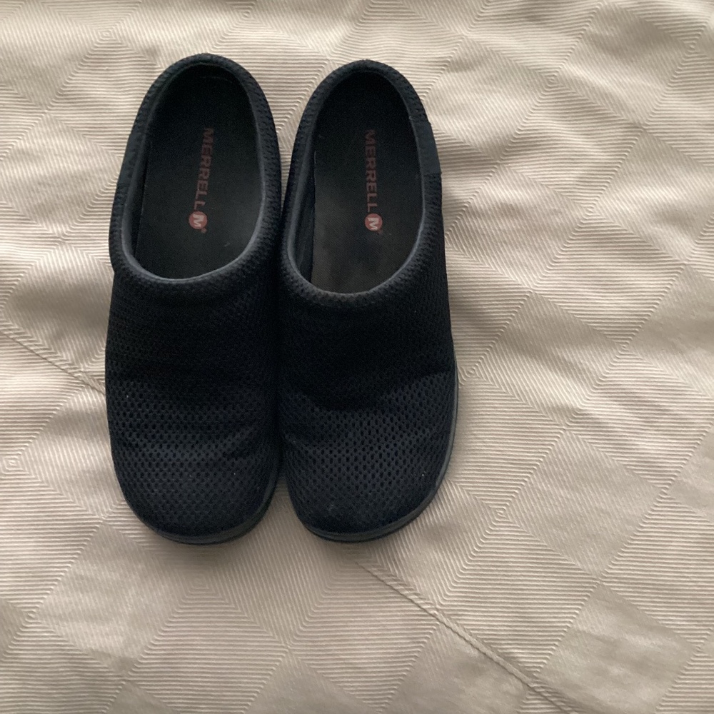 Merrell Size 8 Women's Encore Breeze Black Mesh Upper Comfort Slide On Mules